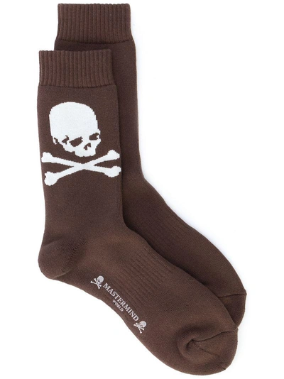 Shop Mastermind Japan Side Skull Print Socks In Unavailable
