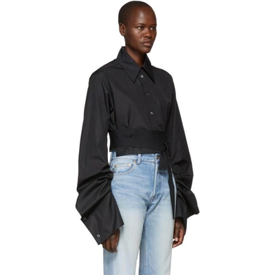 Shop Ann Demeulemeester Black Cropped Byron Shirt