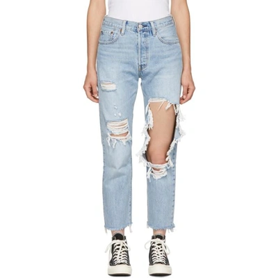 Shop Levi's Levis Blue 501 Classic Crop Jeans In Bona Fide