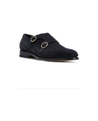 Shop Santoni Monk Strap Suede Shoes - Unavailable In Navy