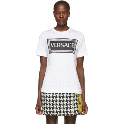 Shop Versace White Logo T-shirt In A2048 White
