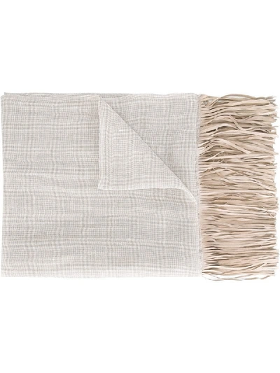 Shop Woolrich Fringed Scarf In Nude & Neutrals