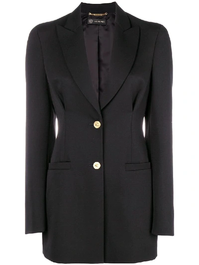 Shop Versace Shoulder Pad Blazer - Black