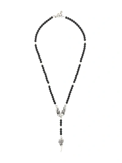 Shop King Baby Rosary Beaded Necklace In Black