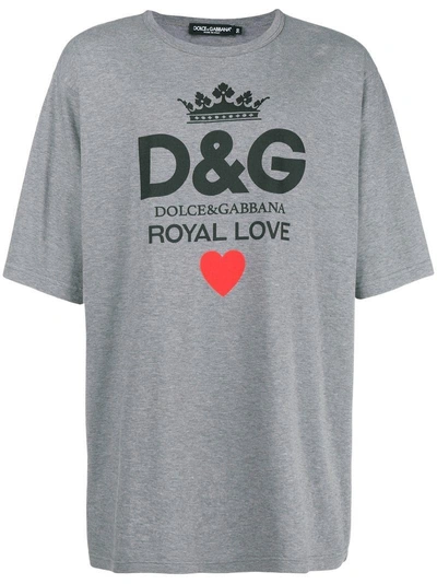 Dolce Gabbana Royal Love Print T shirt In Melange Grigi ModeSens