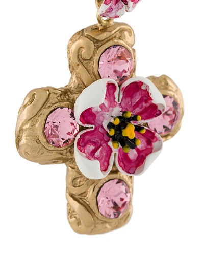 Shop Dolce & Gabbana Embellished Cross Earrings In Pink