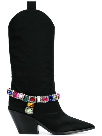 Shop Casadei Verzierte Cowboystiefel In Black