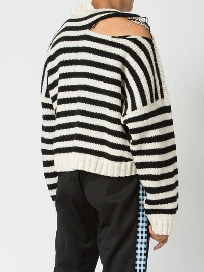 Shop Charles Jeffrey Loverboy Stripe Distressed Sweater - Black