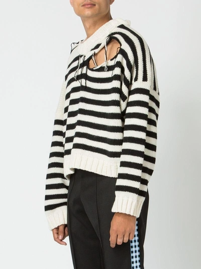 Shop Charles Jeffrey Loverboy Stripe Distressed Sweater - Black