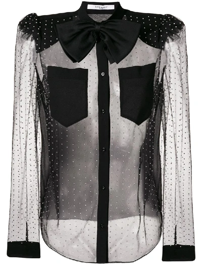 Shop Givenchy Polka-dot Sheer Blouse In Black