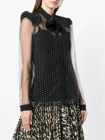 Shop Givenchy Polka-dot Sheer Blouse In Black