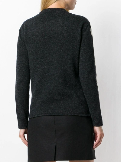 Shop Saint Laurent Jacquard Knit Skeleton Sweater - Black
