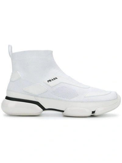 Shop Prada Hi-top Sneakers - White