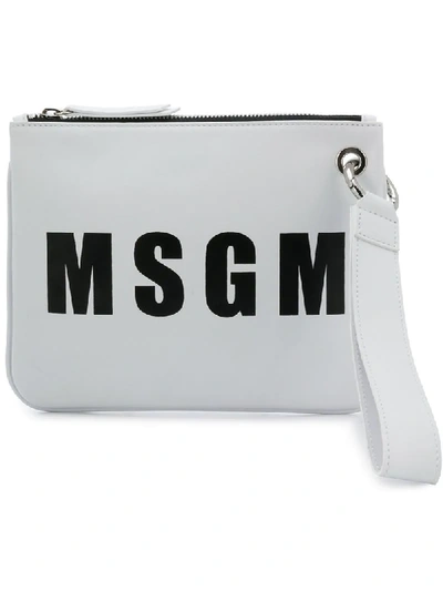 Shop Msgm Logo Clutch In White
