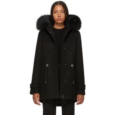 Shop Mackage Black Wool Alexa Down Coat