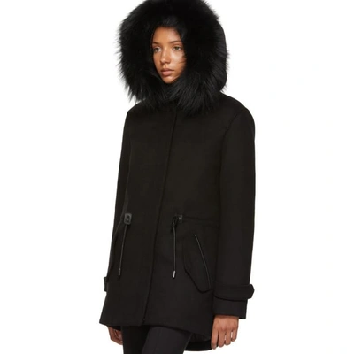 Shop Mackage Black Wool Alexa Down Coat