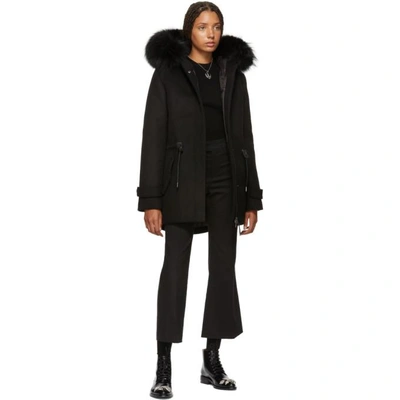 Shop Mackage Black Wool Alexa Down Coat