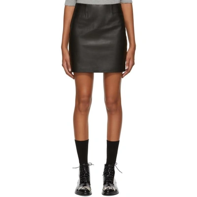 Shop Mackage Black Leather Alva Miniskirt