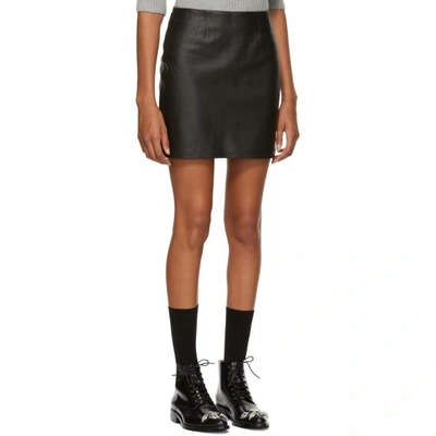 Shop Mackage Black Leather Alva Miniskirt