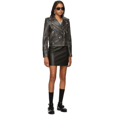 Shop Mackage Black Leather Alva Miniskirt