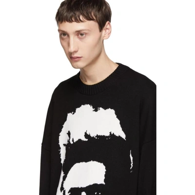 Shop Christian Dada Black Wool Big Face Sweater