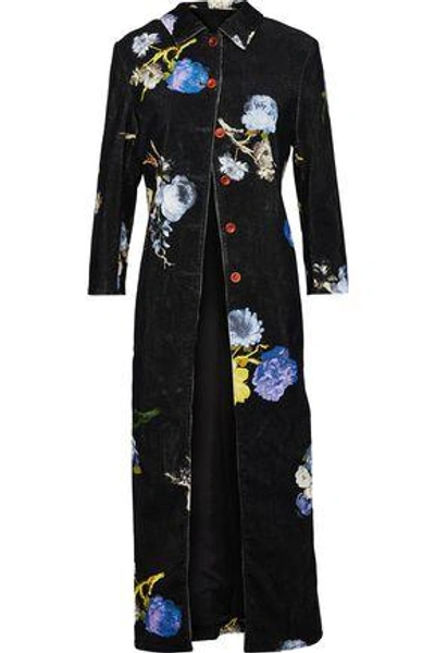 Shop Acne Studios Okki Floral-print Cotton-corduroy Jacket In Black