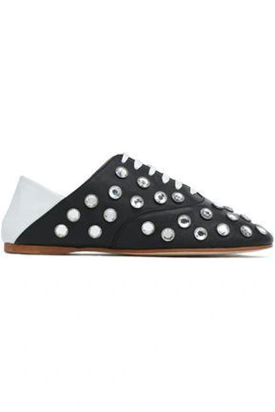 Shop Acne Studios Convertible Crystal-studded Two-tone Leather Brogues In Black