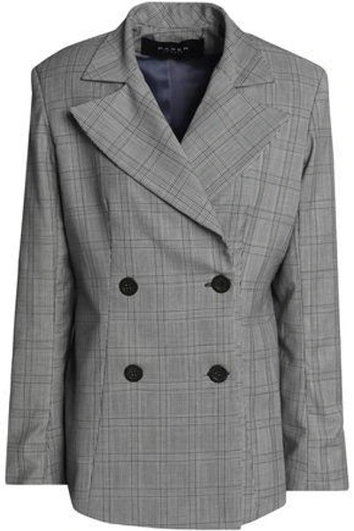 Shop Paper London Woman Leni Double-breasted Prince Of Wales Checked Wool-blend Blazer Gray