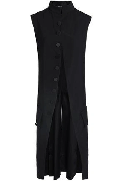 Shop Maison Margiela Woman Pleated Wool And Mohair-blend Vest Black