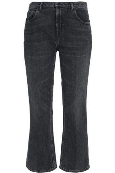 Shop Alexander Wang Cropped Faded Mid-rise Bootcut Jeans In Charcoal