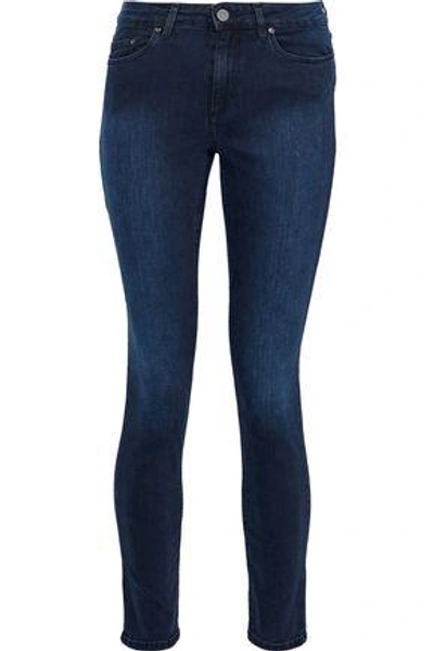 Shop Acne Studios Woman Mid-rise Skinny Jeans Dark Denim