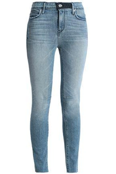 Shop Rta Woman Faded High-rise Skinny Jeans Light Denim