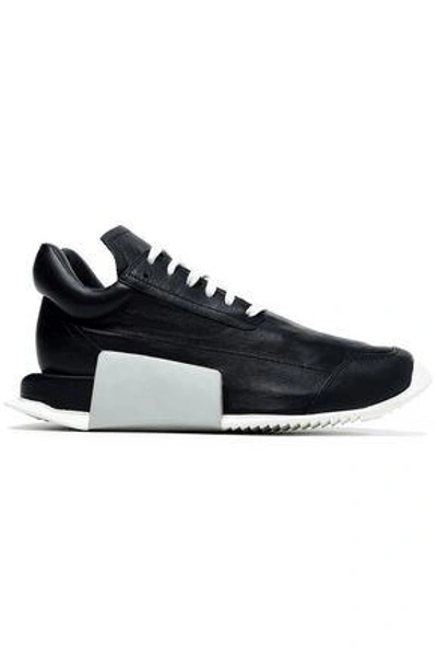 Shop Adidas Originals Rick Owens X Adidas Woman Smooth And Textured-leather Sneakers Black