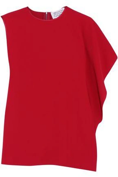 Shop Maison Margiela Woman Asymmetric Ruffled Crepe Top Red