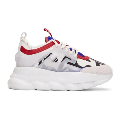 Shop Versace White Multicolor Chain Reaction Sneakers In Dmcw White