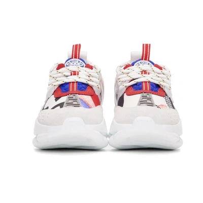 Shop Versace White Multicolor Chain Reaction Sneakers In Dmcw White