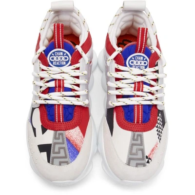 Shop Versace White Multicolor Chain Reaction Sneakers In Dmcw White