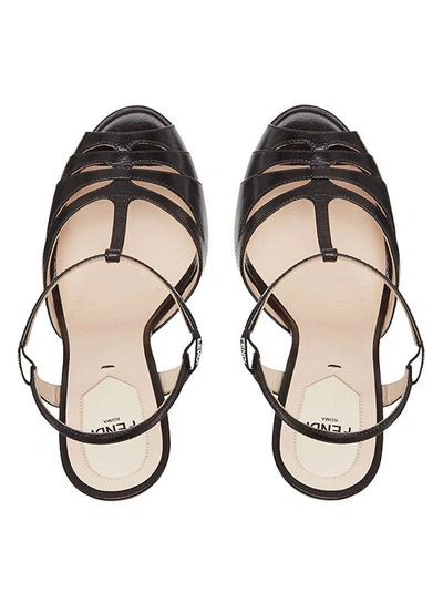 Shop Fendi Cut Out Platform Sandals - Black