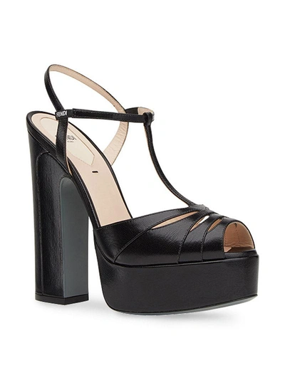 Shop Fendi Cut Out Platform Sandals - Black