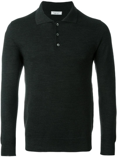Shop Fashion Clinic Timeless Longsleeved Polo Shirt In Grey