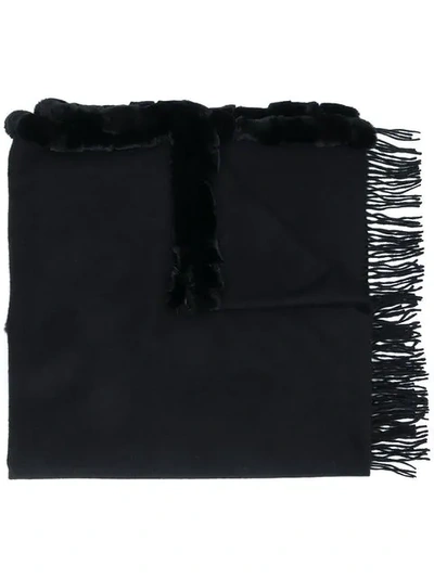 Shop N•peal Fur-trim Shawl Scarf In Black