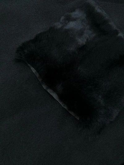 Shop N•peal Fur-trim Shawl Scarf In Black