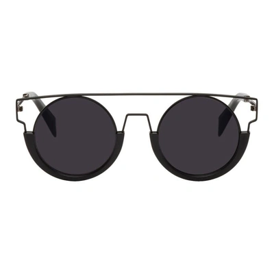 Shop Yohji Yamamoto Black Round Wire Frame Sunglasses In 002 Black