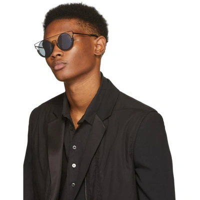 Shop Yohji Yamamoto Black Round Wire Frame Sunglasses In 002 Black