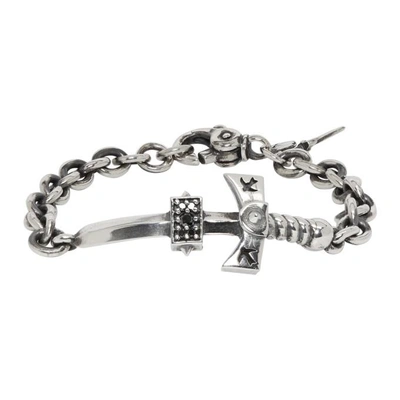 Shop Luka Sabbat X Monini Silver And Black Diamond Sword Bracelet