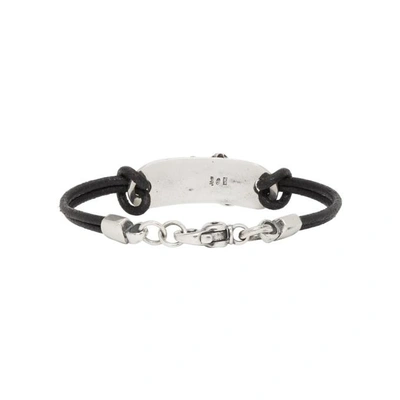 Shop Luka Sabbat X Monini Black Plain Multi Skulls Plate Bracelet In Silver