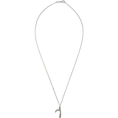 Shop Luka Sabbat X Monini Silver Single Line White Diamond Scythe Necklace
