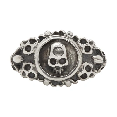 Shop Luka Sabbat X Monini Silver Plain Maxi Skull Ring