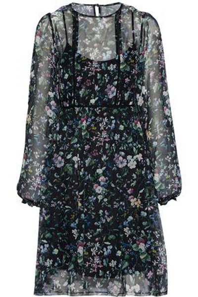 Shop R13 Floral-print Silk-chiffon Dress In Black
