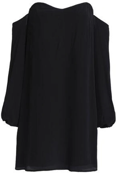 Shop Bailey44 Off-the-shoulder Silk Mini Dress In Black